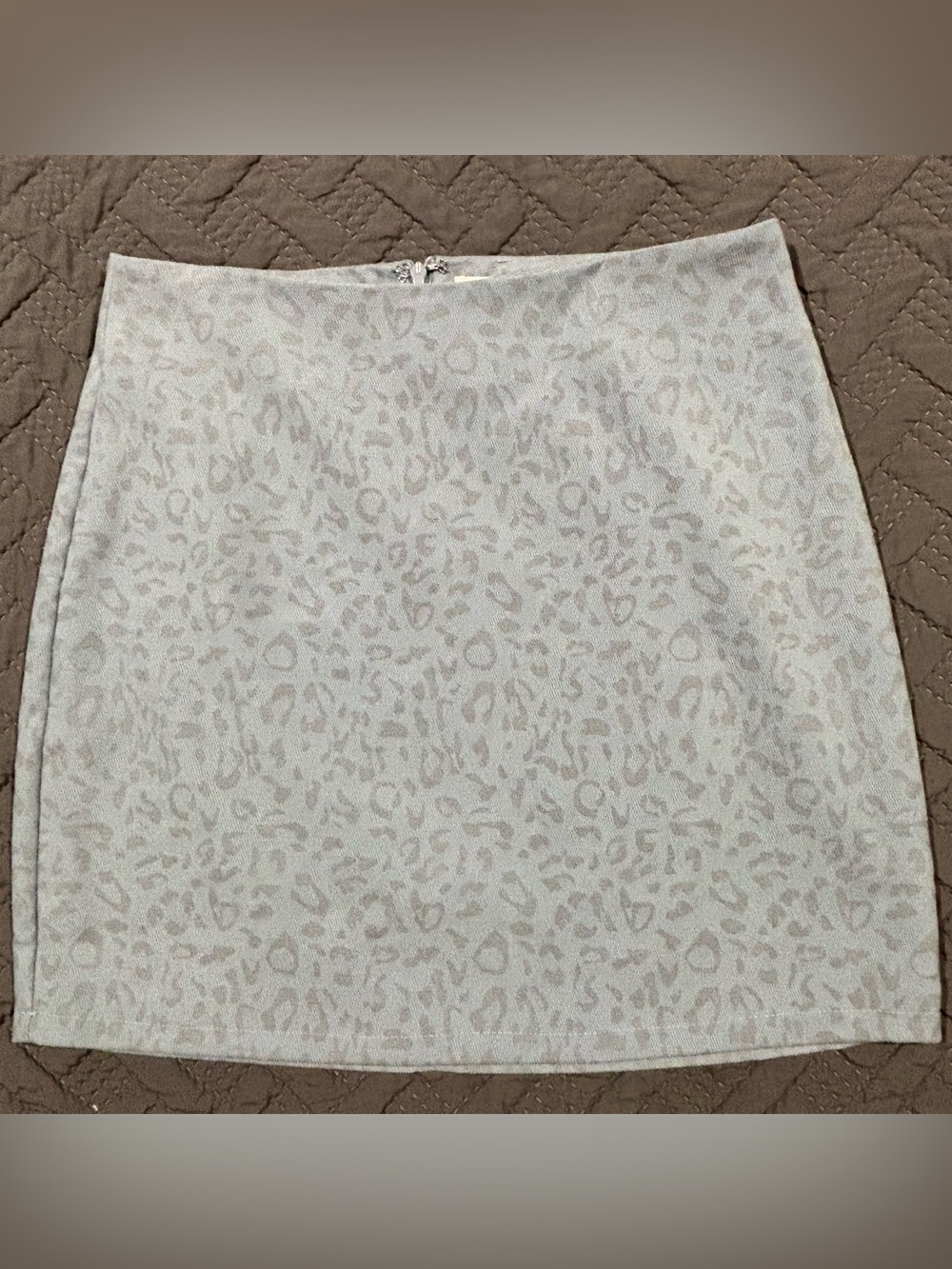 Lelis Grayish Blue Leopard Print Mini Skirt